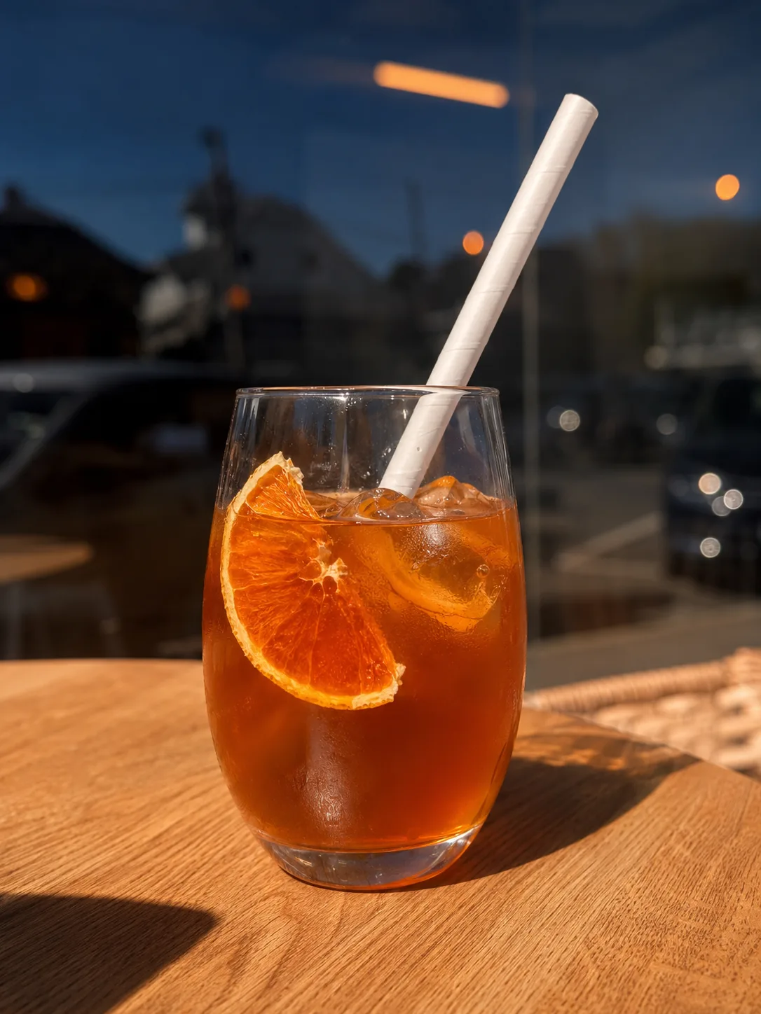 Orange coffee gelado com laranja desidratada